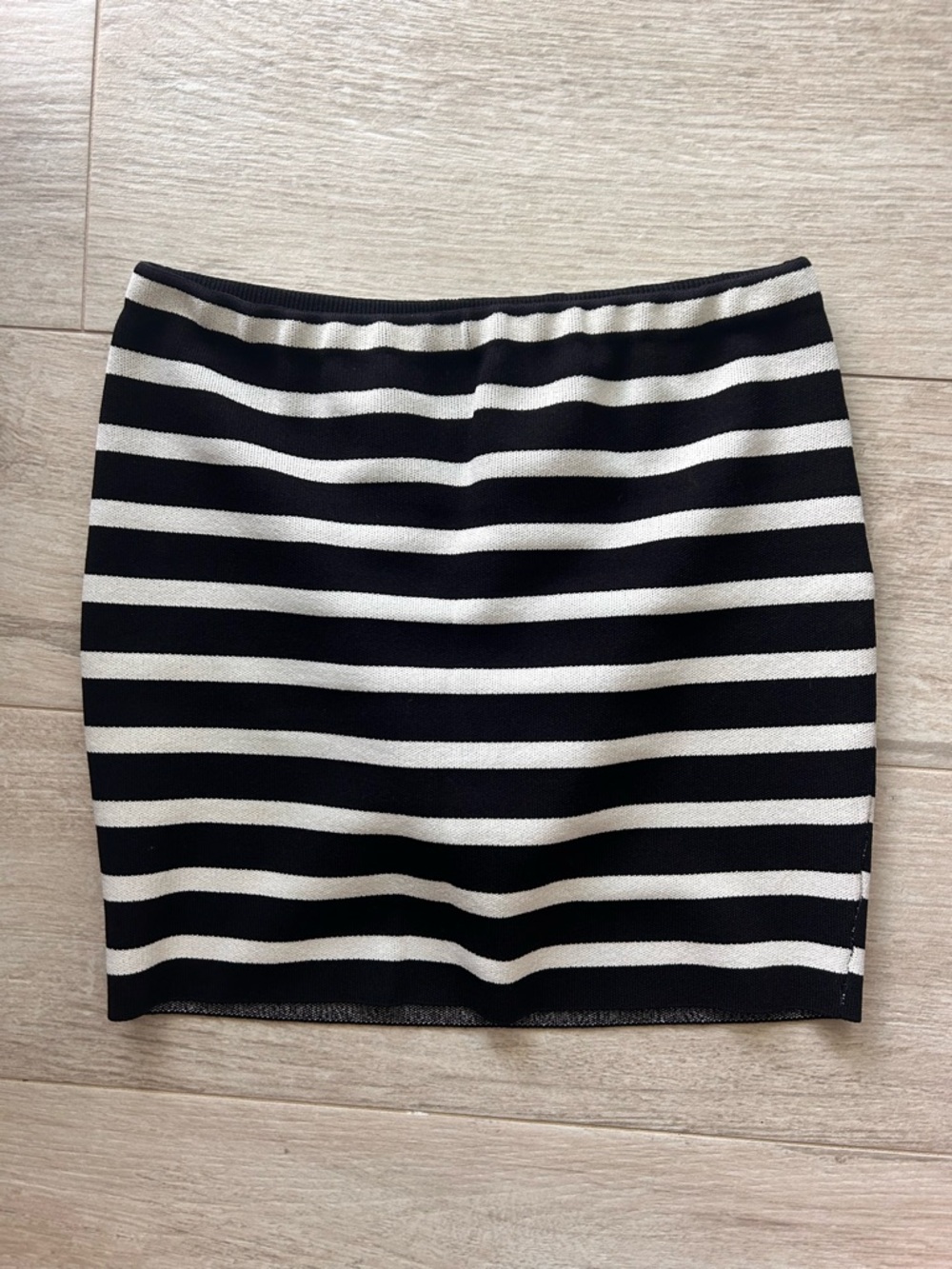 RACHEL Rachel Roy Black and White Striped Knit Mini Skirt